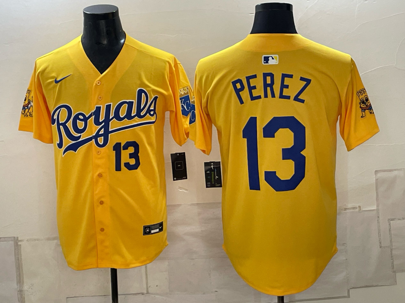 Men Kansas City Royals #13 Perez yellow Nike MLB 2026 Jersey 0918002->->